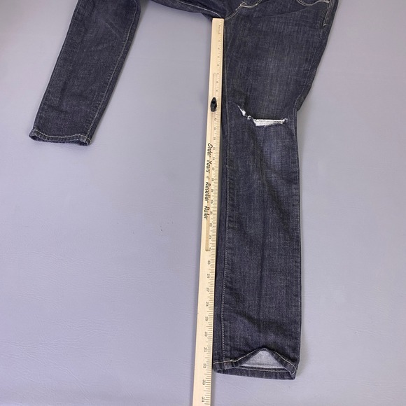 Levis 421 Skinny Jeans Women's W30 Black Dark Wash Distressed Indigo Low Rise - Picture 9 of 16